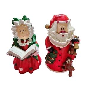 Vintage Mr & Mrs Claus Lincolnshire 10" resin Holiday Santa Christmas decor